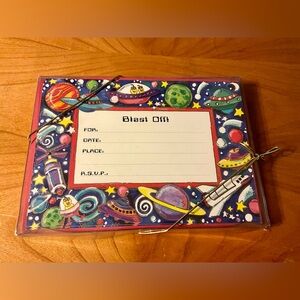 NWT COLORIGINALS Blast Off Kids Party Invitations Set of 10 cards New in Box Y2K